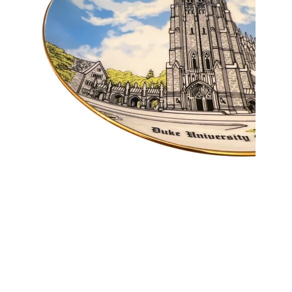 Duke University Chapel Decorative Plate Gold Trim North Carolina Fine China 7.5" - Picture 3 of 4
